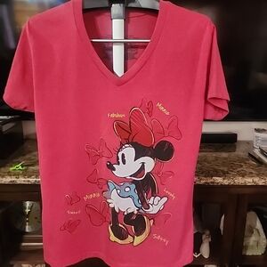 Disney Minnie Mouse Sassy Red Graphic Print Tee Size Xl
